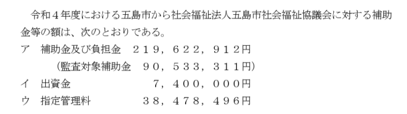 五島市社会福祉協議会運営費等補助金交付基準（五島市社会福祉協議会運営費等補助金交付要領第２条第１項関係）