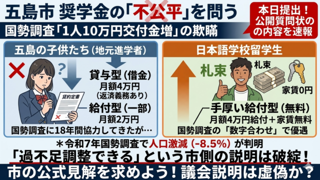 【速報】本日、五島市へ公開質問状を提出しました！人口激減と留学生優遇の奨学金、そして市議会の危機感を問う